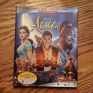 Disney Aladdin live action movie opened used once blu-ray, dvd, digital LOT B8